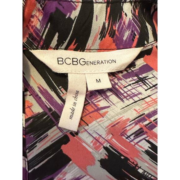 BCBGeneration multicolor print short sleeves high low blouse size Medium - Picture 2 of 11